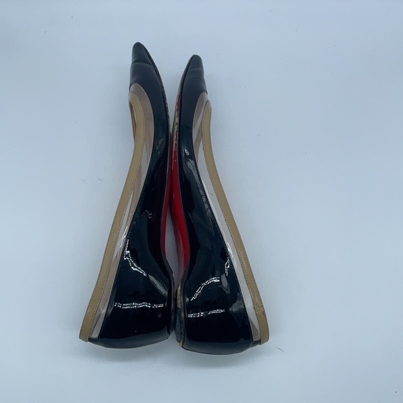 Christian Louboutin Black Beige Patent leather Paulina pointed toe flats 37 - Picture 6 of 9